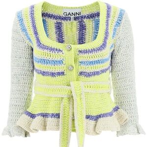 LAST CHANCE: Ganni Crocheted Organic Cotton And Wool-Blend Cardigan